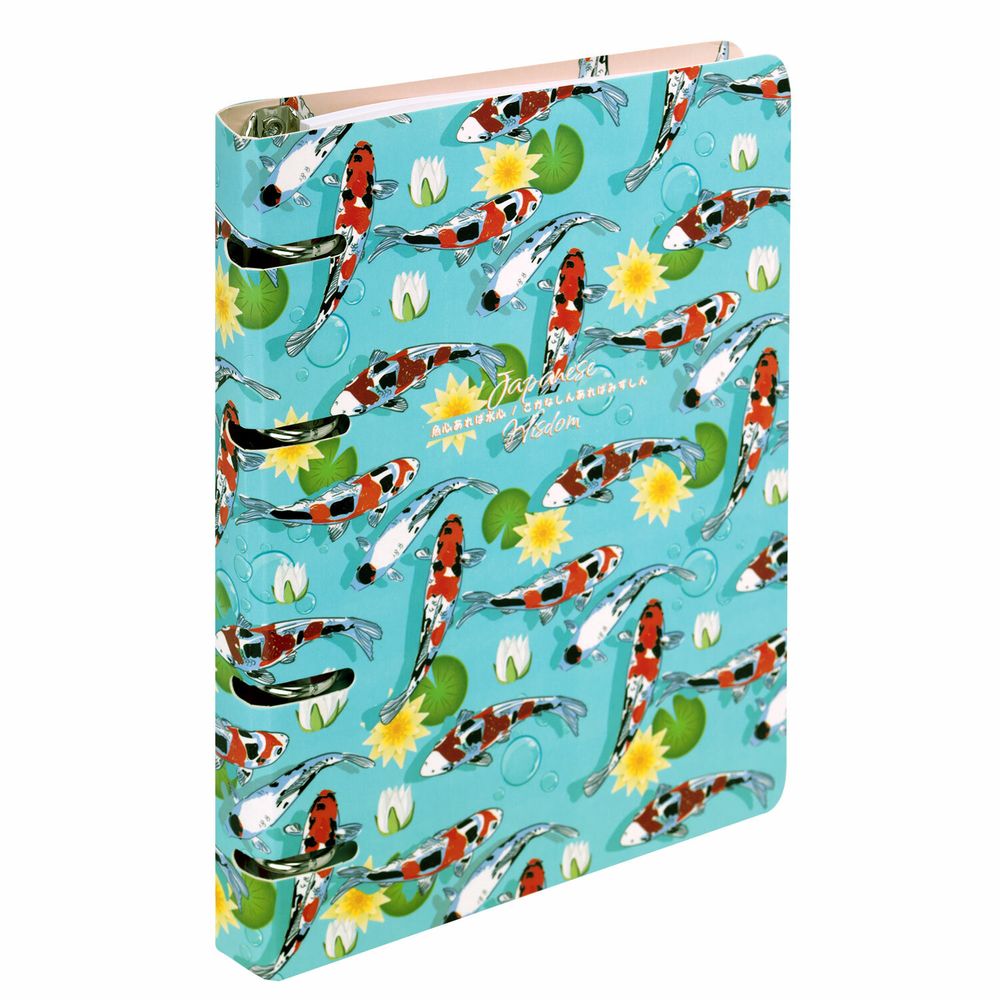 Тетрадь на кольцах А5 160х212 мм, 120 листов, картон, выборочный лак, клетка, BRAUBERG, "Карпы Кои"