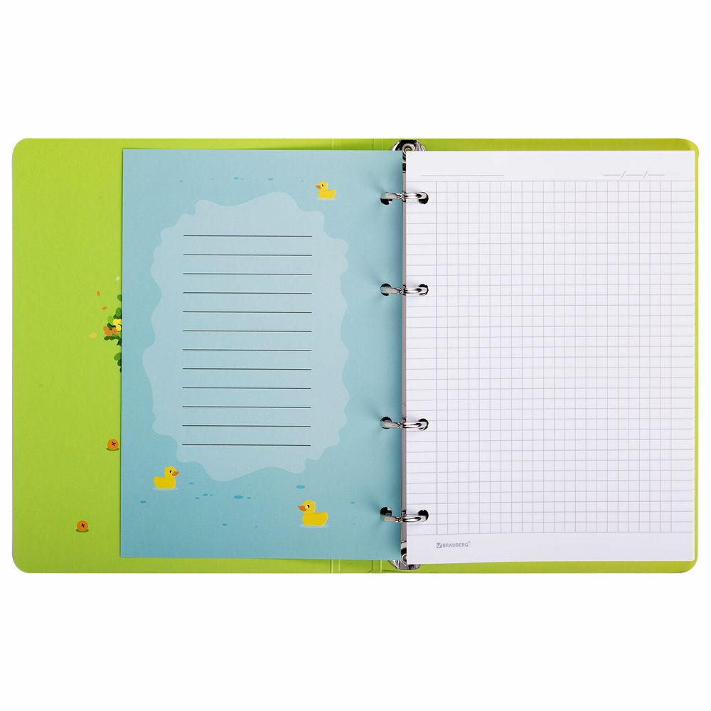 Тетрадь на кольцах А5 160х212 мм, 120 листов, картон, выборочный лак, клетка, BRAUBERG, "Капибары"