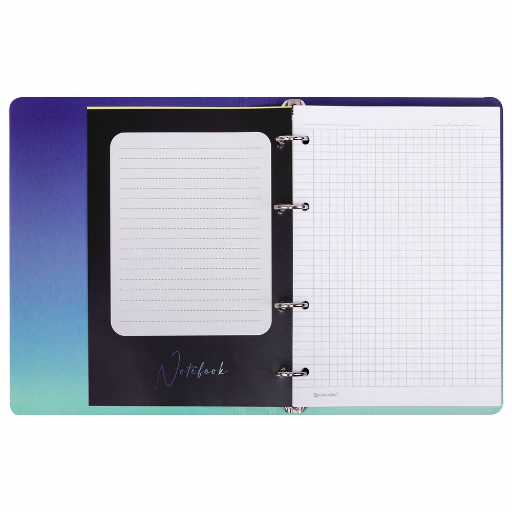 Тетрадь на кольцах А5 160х212 мм, 120 листов, картон, выборочный лак, клетка, BRAUBERG, "Notebook"