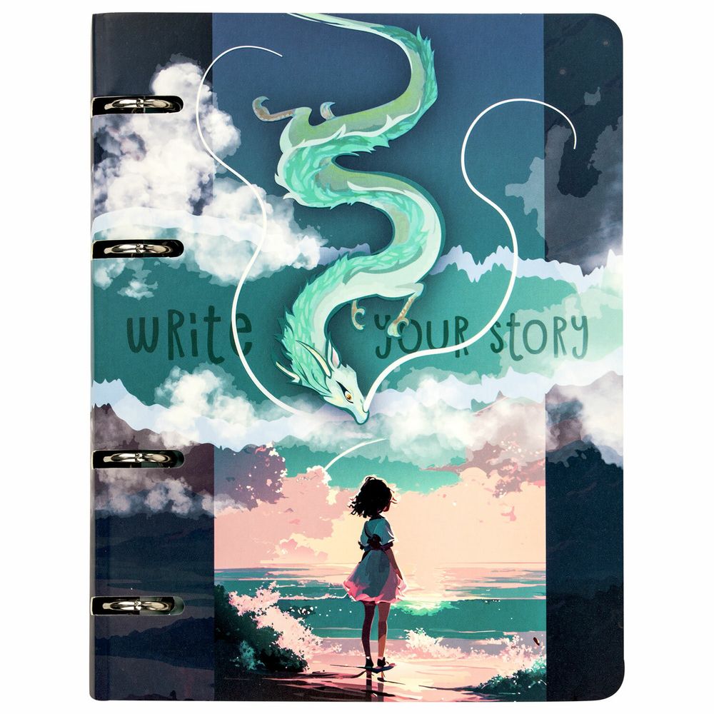 Тетрадь на кольцах А5 160х212 мм, 120 листов, картон, выборочный лак, клетка, BRAUBERG, "Anime"