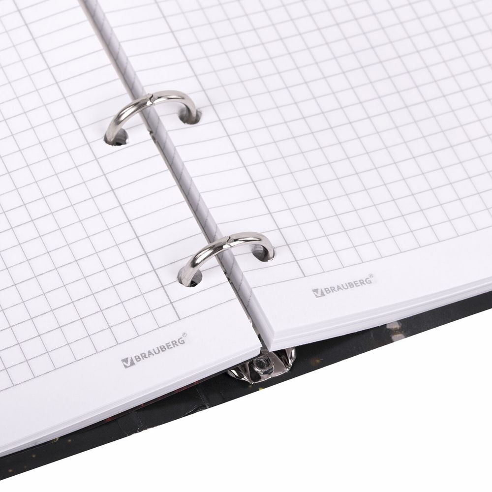 Тетрадь на кольцах А5 160х212 мм, 120 листов, картон, фольга, клетка, BRAUBERG, "Black&Gold"