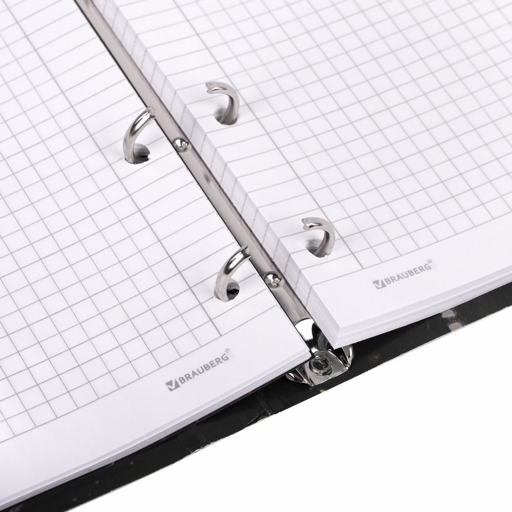 Тетрадь на кольцах А5 160х212 мм, 120 листов, картон, фольга, клетка, BRAUBERG, "Black&Gold"