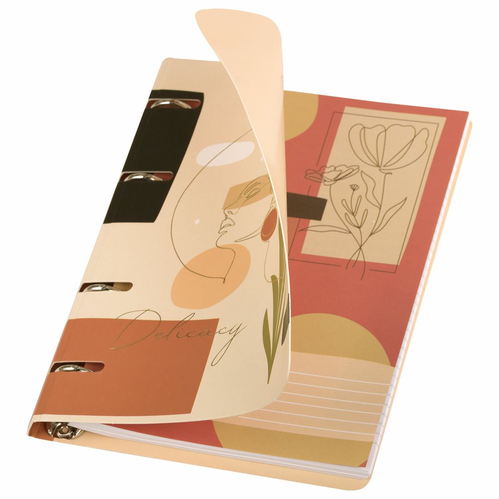 Тетрадь на кольцах А5 160х212 мм, 120 листов, картон, фольга, клетка, BRAUBERG, "Pretty woman"