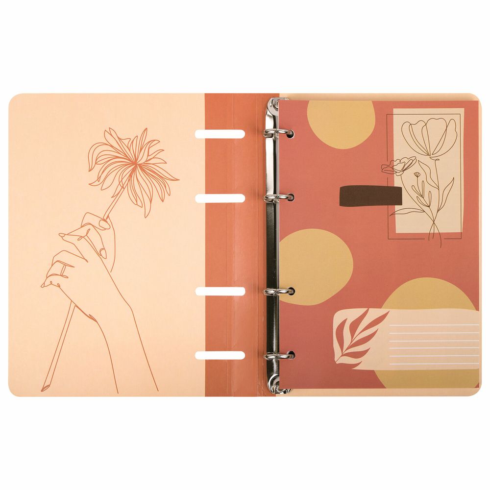 Тетрадь на кольцах А5 160х212 мм, 120 листов, картон, фольга, клетка, BRAUBERG, "Pretty woman"