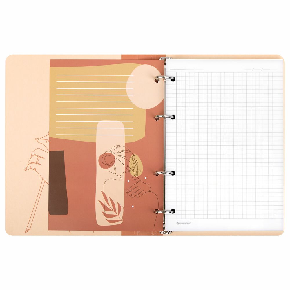 Тетрадь на кольцах А5 160х212 мм, 120 листов, картон, фольга, клетка, BRAUBERG, "Pretty woman"