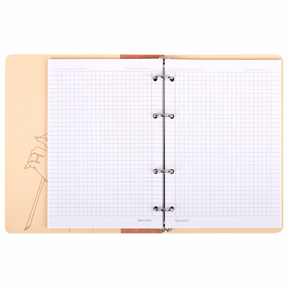 Тетрадь на кольцах А5 160х212 мм, 120 листов, картон, фольга, клетка, BRAUBERG, "Pretty woman"