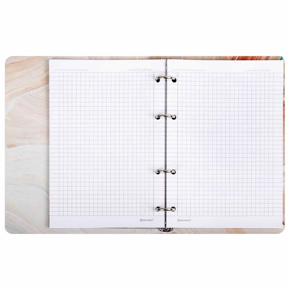 Тетрадь на кольцах А5 160х212 мм, 120 листов, картон, фольга, клетка, BRAUBERG, "Delicate flowers"