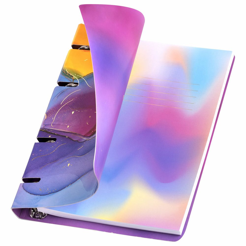 Тетрадь на кольцах А5 160х212 мм, 120 листов, картон, фольга, клетка, BRAUBERG, "Liquid art"