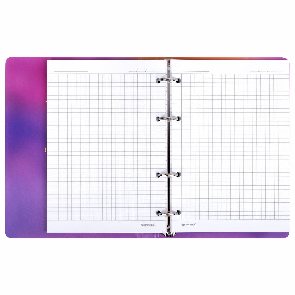 Тетрадь на кольцах А5 160х212 мм, 120 листов, картон, фольга, клетка, BRAUBERG, "Liquid art"