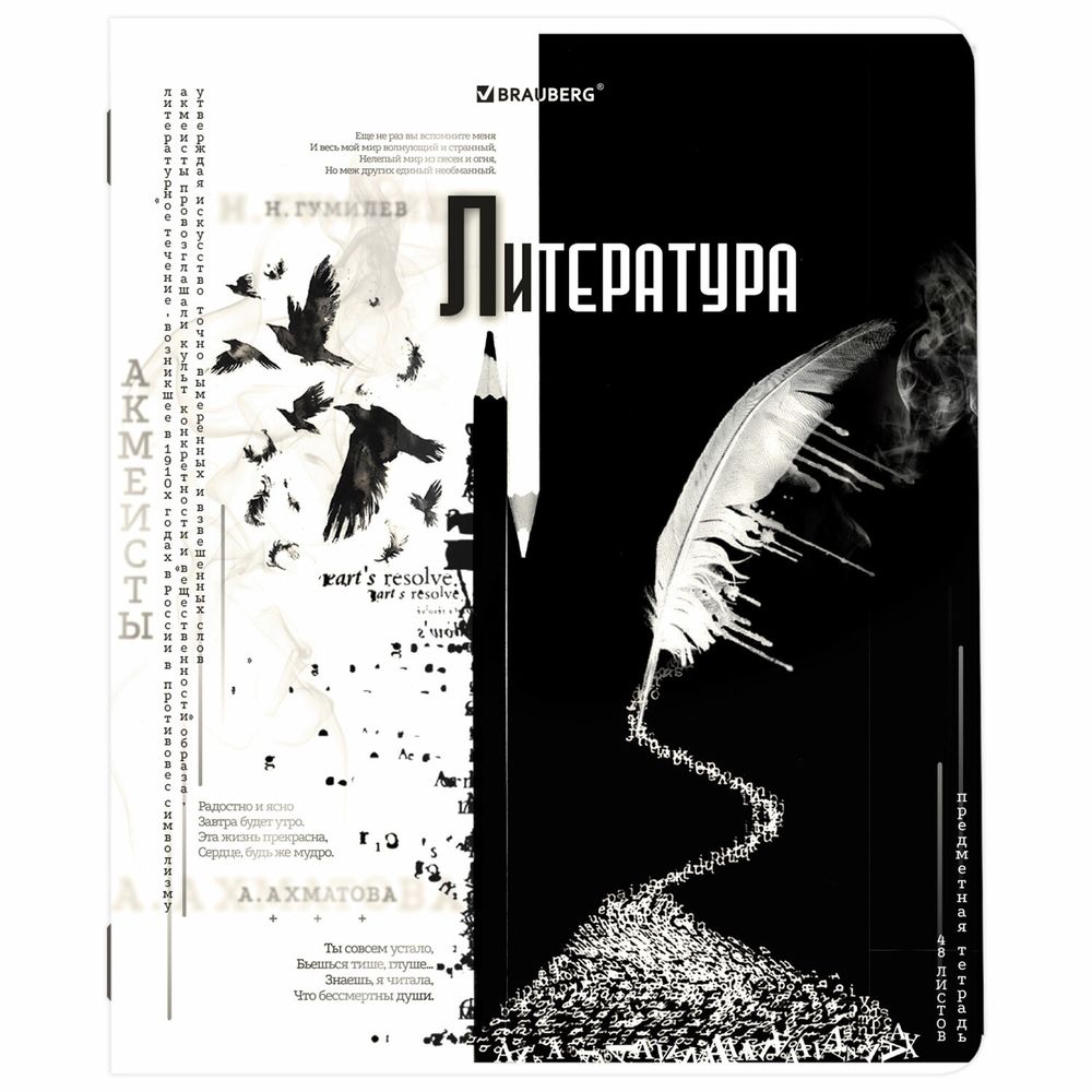 Тетради предметные, КОМПЛЕКТ 12 ПРЕДМЕТОВ, 48 л., матовая ламинация, BRAUBERG, "BLACK&WHITE"