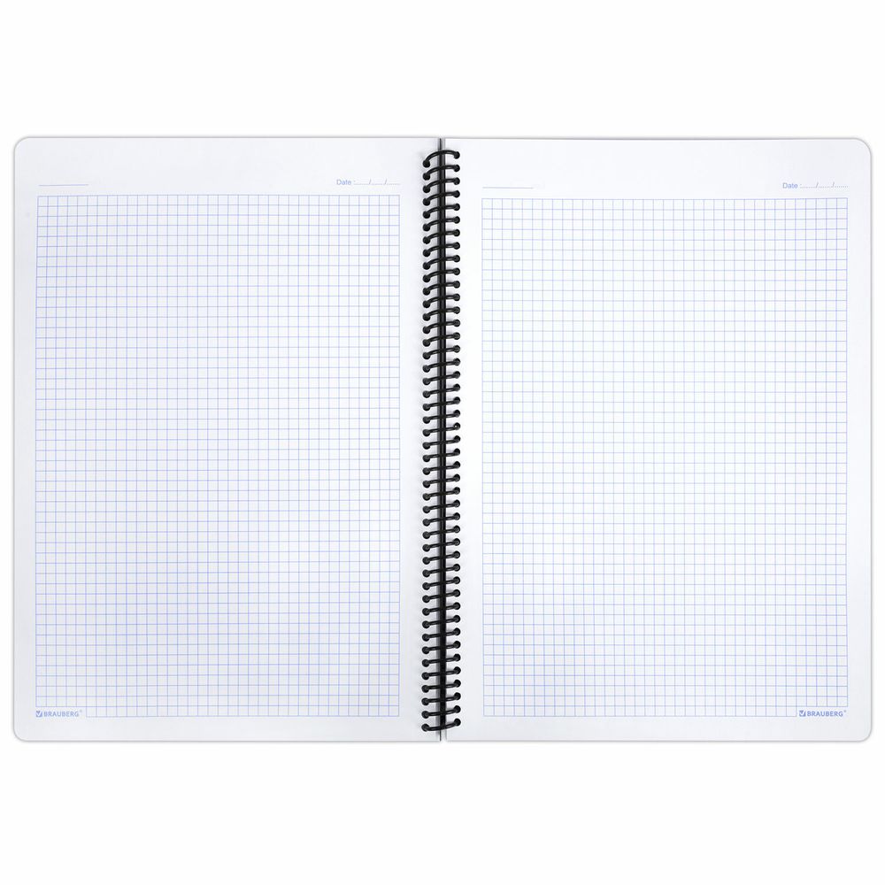 Тетрадь А4 120 л. BRAUBERG "Metropolis", спираль пластиковая, клетка, обложка пластик, ЧЕРНЫЙ