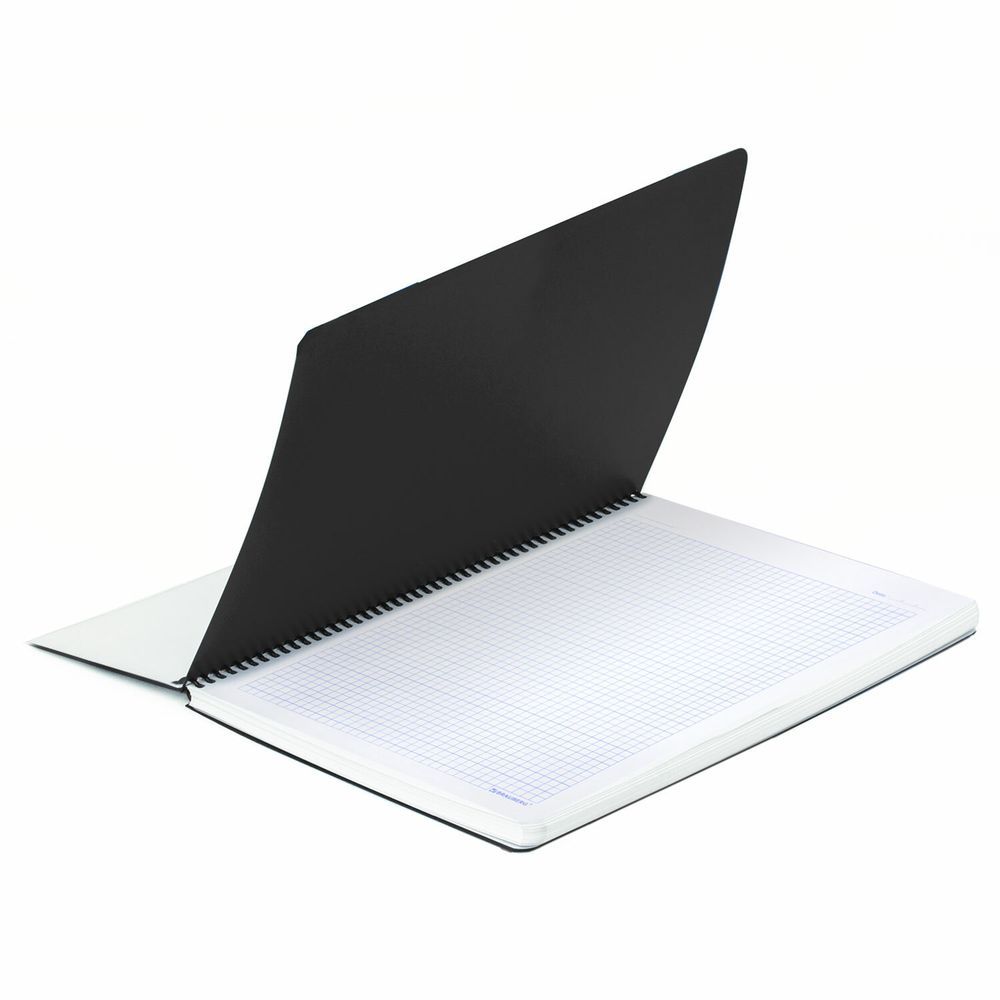 Тетрадь А4 120 л. BRAUBERG "Metropolis", спираль пластиковая, клетка, обложка пластик, ЧЕРНЫЙ