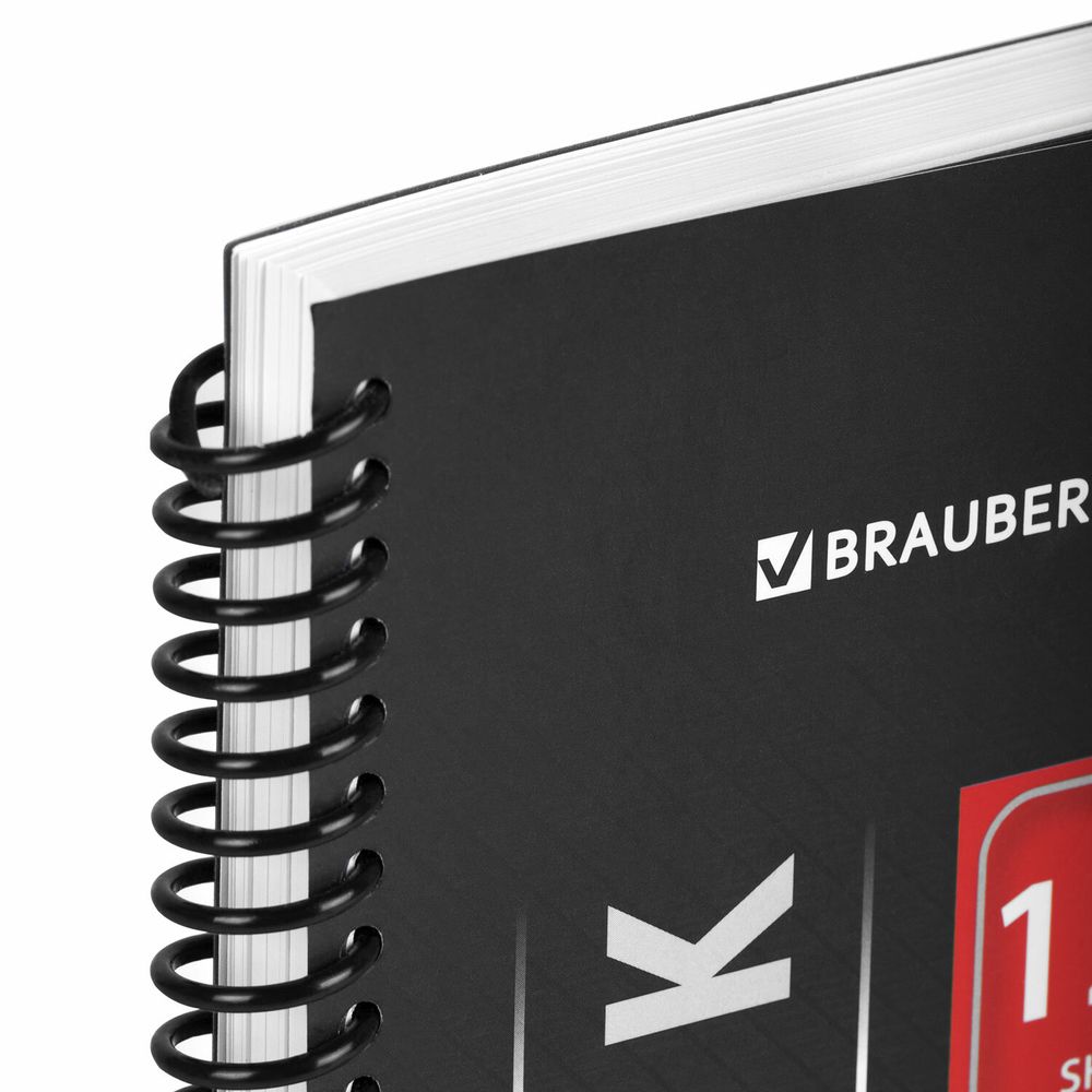 Тетрадь А4 120 л. BRAUBERG "Metropolis", спираль пластиковая, клетка, обложка пластик, ЧЕРНЫЙ