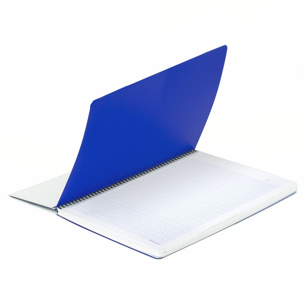 Тетрадь А4 80 л. BRAUBERG "Metropolis", спираль пластиковая, клетка, обложка пластик, СИНИЙ