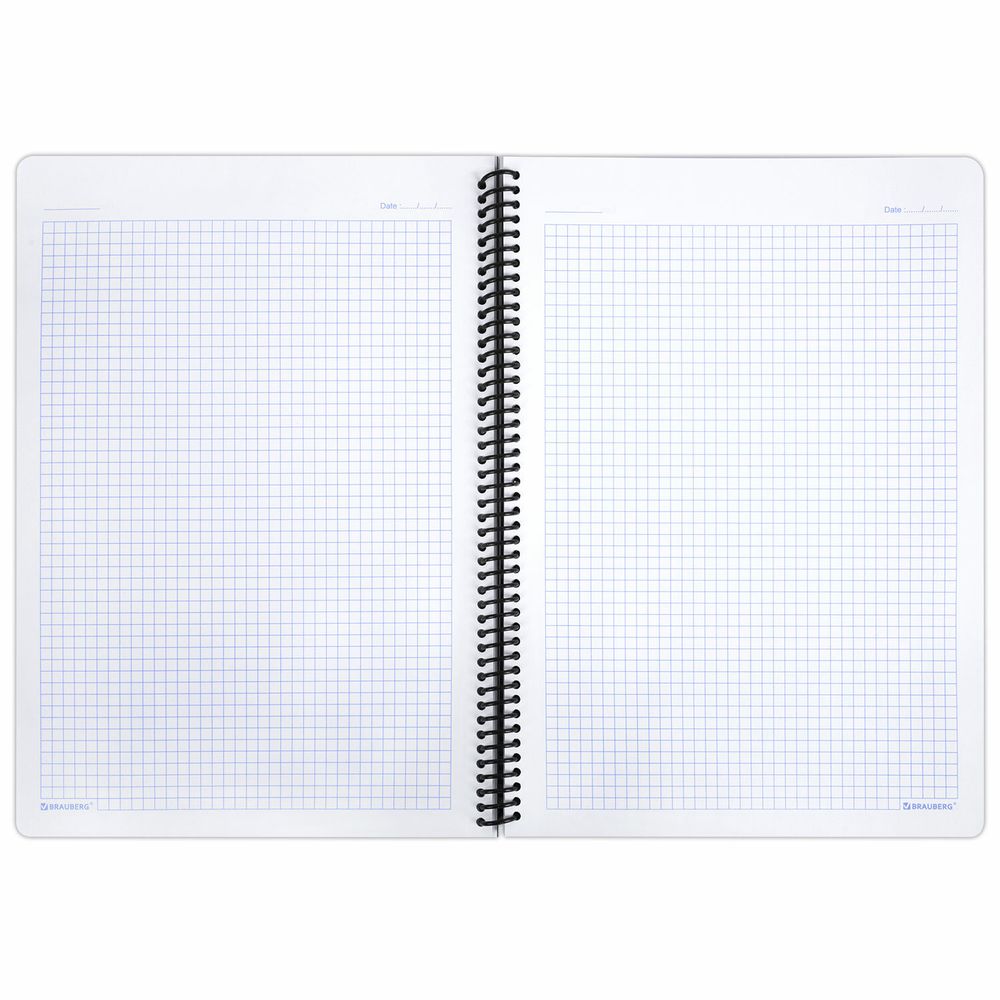 Тетрадь А4 80 л. BRAUBERG "Metropolis", спираль пластиковая, клетка, обложка пластик, ЧЕРНЫЙ