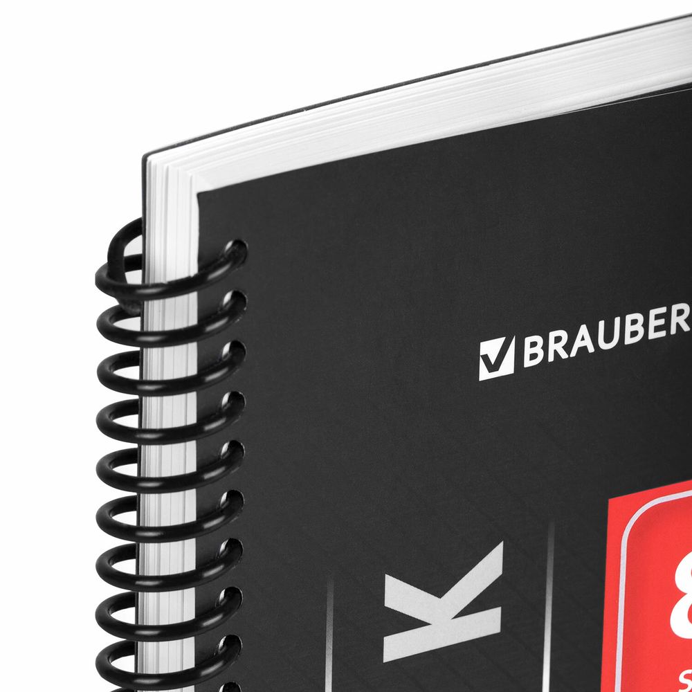 Тетрадь А4 80 л. BRAUBERG "Metropolis", спираль пластиковая, клетка, обложка пластик, ЧЕРНЫЙ