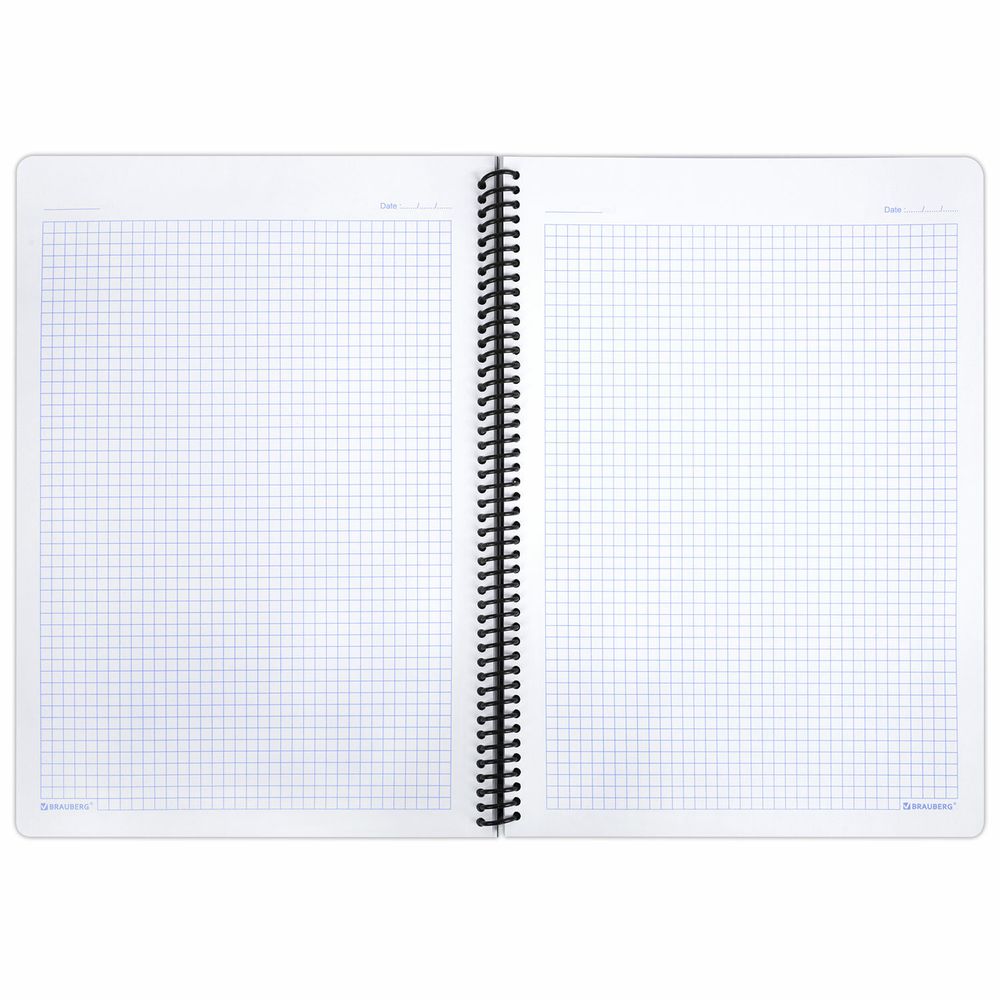 Тетрадь А4 80 л. BRAUBERG "Metropolis", спираль пластиковая, клетка, обложка пластик, ФИОЛЕТОВЫЙ