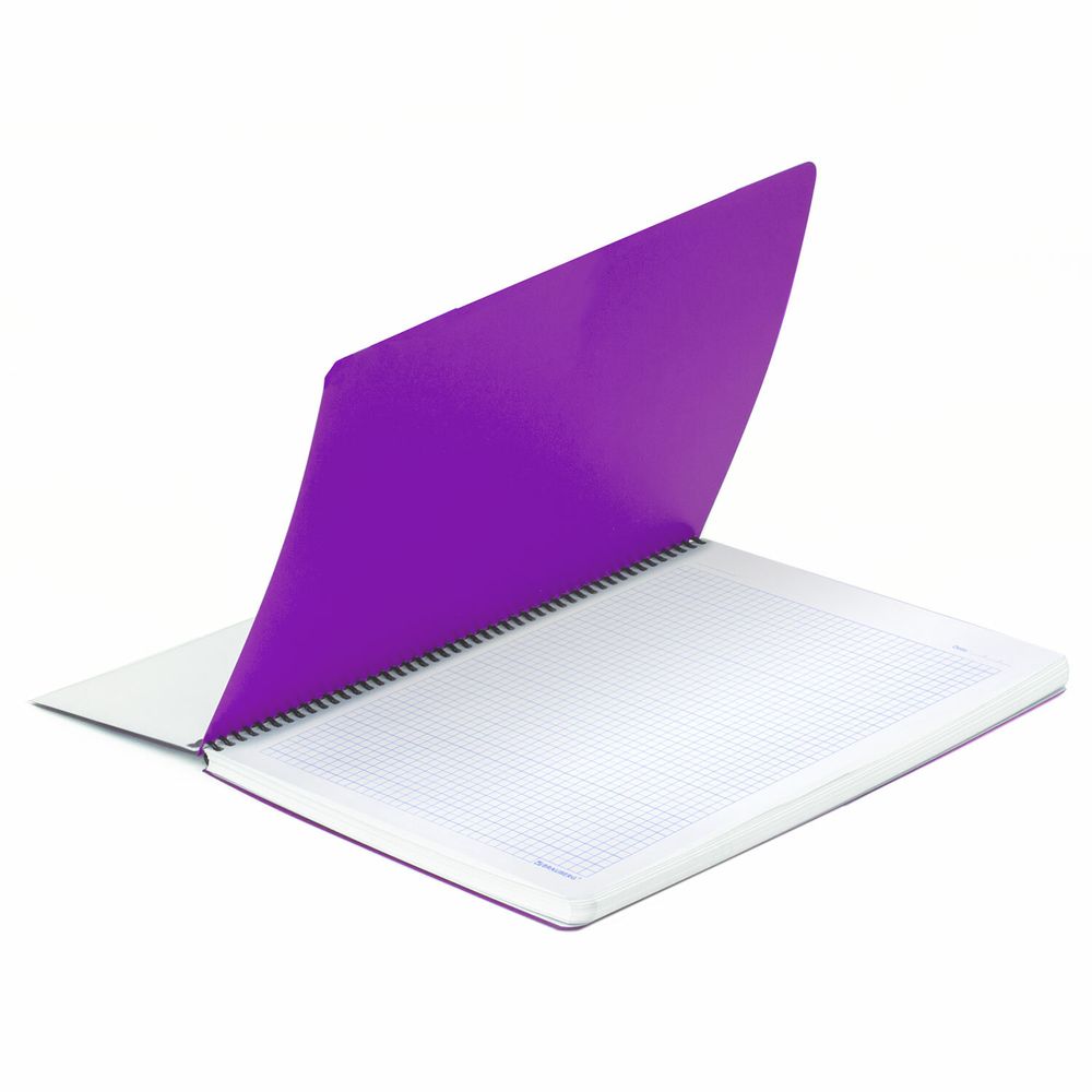 Тетрадь А4 80 л. BRAUBERG "Metropolis", спираль пластиковая, клетка, обложка пластик, ФИОЛЕТОВЫЙ