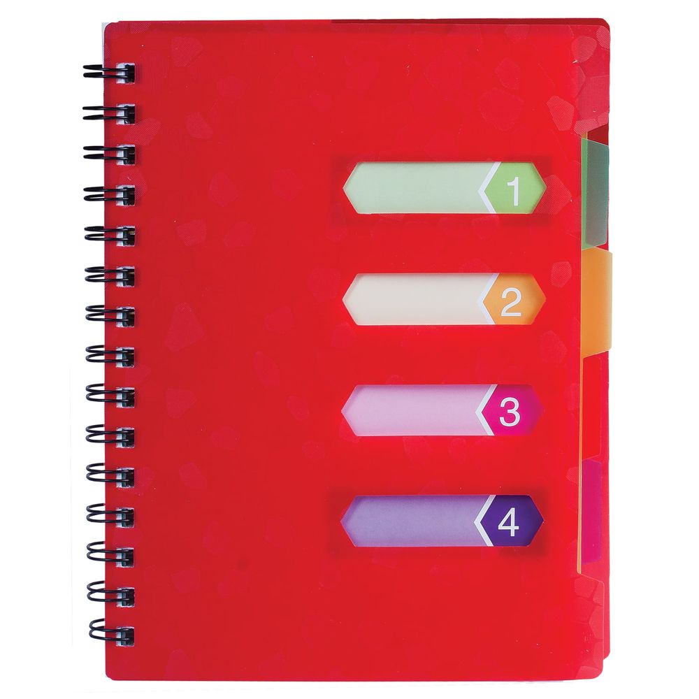 Тетрадь-блокнот 120 л., A5, 170x215 мм, BRAUBERG, линия, гребень, обложка пластиковая, 4 разделителя, "Rich"