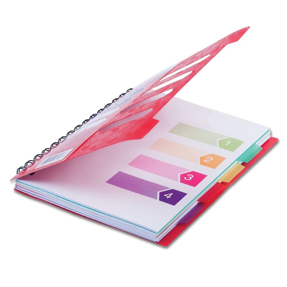 Тетрадь-блокнот 120 л., A5, 170x215 мм, BRAUBERG, линия, гребень, обложка пластиковая, 4 разделителя, "Rich"