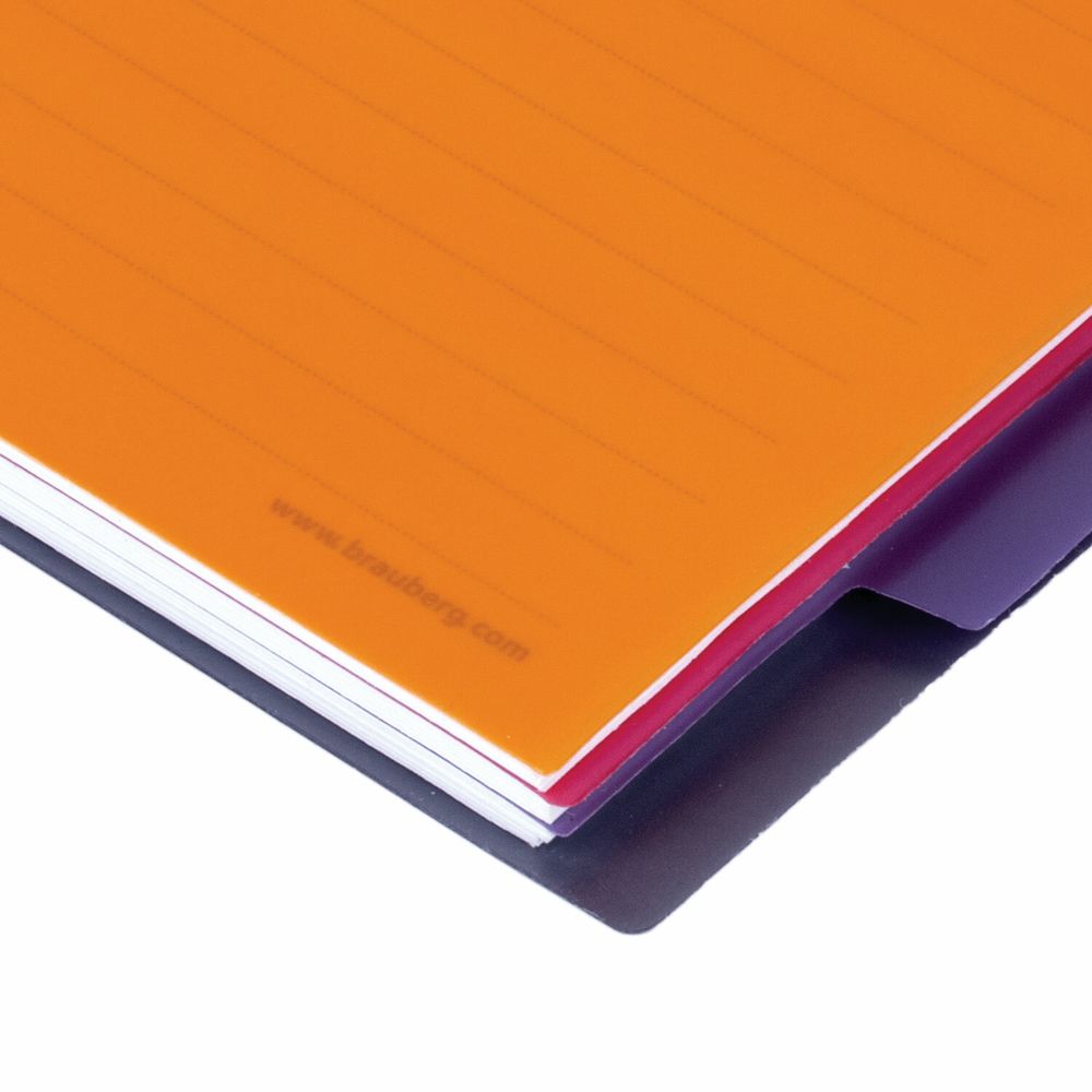 Тетрадь-блокнот 120 л., A5, 170x215 мм, BRAUBERG, линия, гребень, обложка пластиковая, 4 разделителя, "Rich"