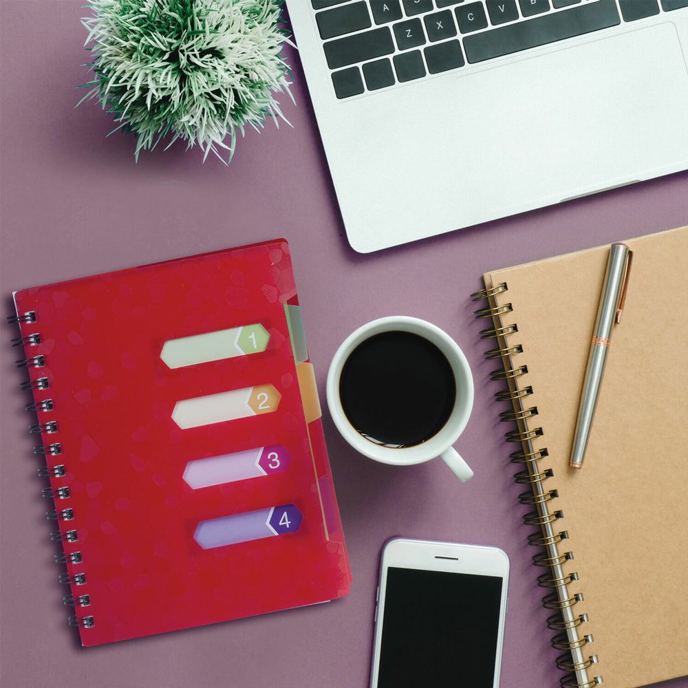 Тетрадь-блокнот 120 л., A5, 170x215 мм, BRAUBERG, линия, гребень, обложка пластиковая, 4 разделителя, "Rich"