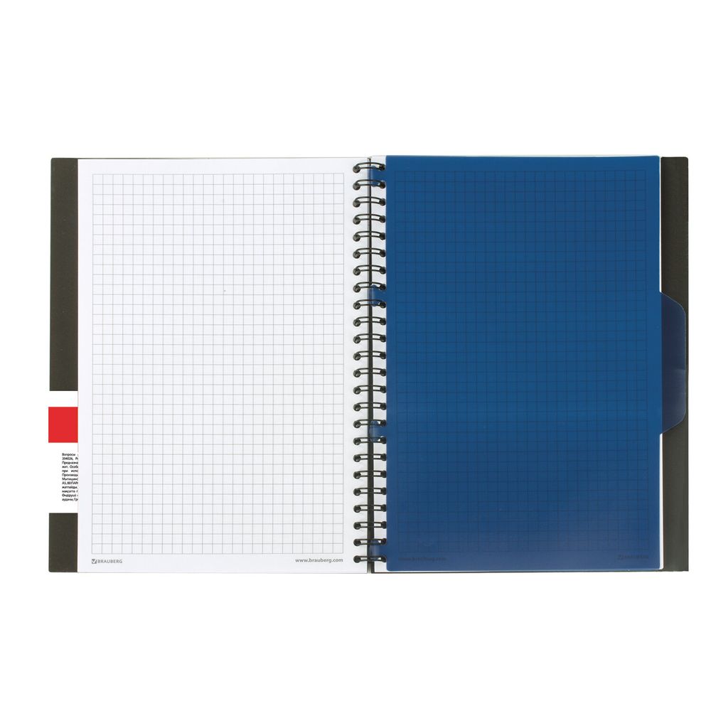 Тетрадь-блокнот 80 л., А5, 160х207 мм, BRAUBERG, клетка, гребень, обложка пластиковая, 1 разделитель, "Tag"