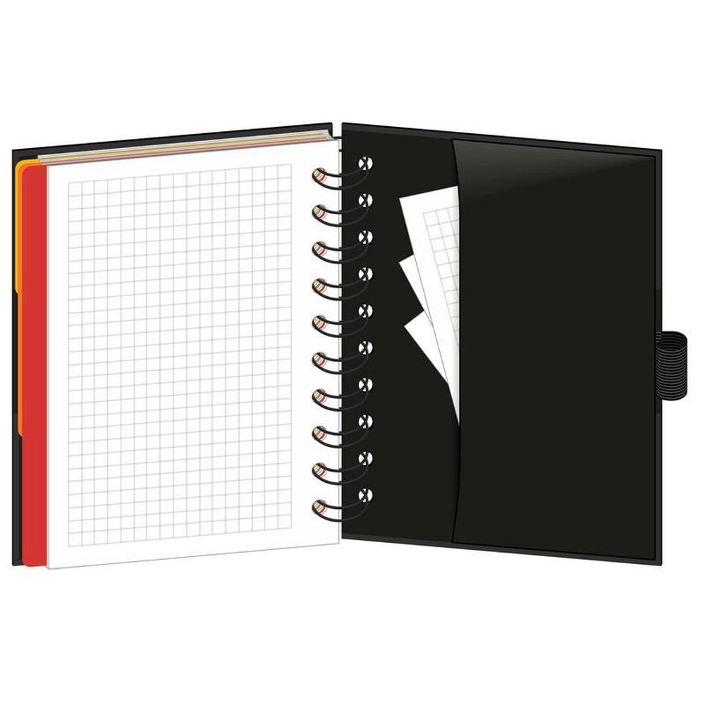 Бизнес-тетрадь 120л, А6, 100х140, клетка спираль, Mariner Wisdom 7, 3 разд., с ручкой