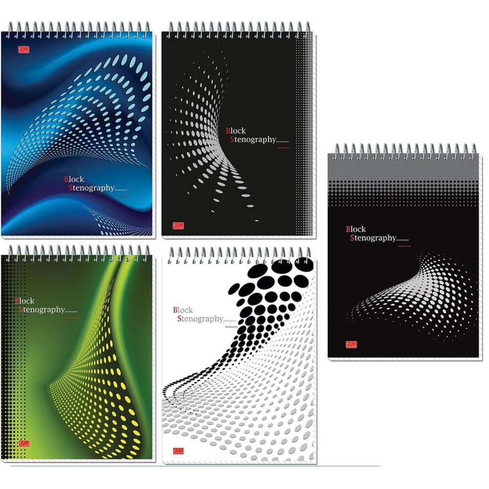 Блокнот 60л, А5, клетка, спираль, STENOGRAPHY, ассорти