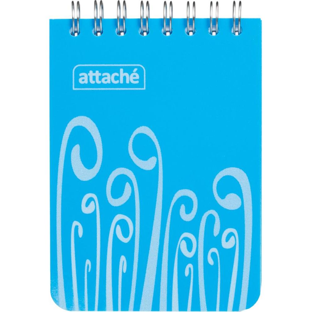Блокнот 80л, А7, клетка, спираль, ATTACHE FANTASY, обл. пластик, голубой