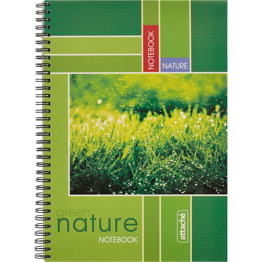 Тетрадь 120л, А4, клетка, спираль, Attache Nature