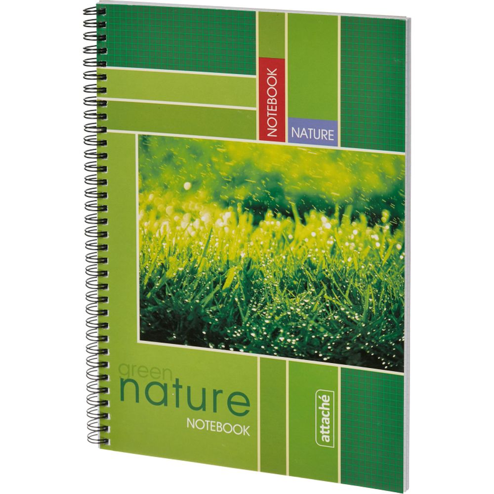 Тетрадь 120л, А4, клетка, спираль, Attache Nature