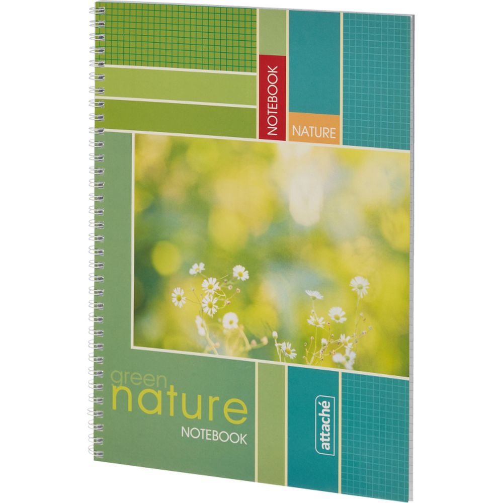 Тетрадь 80л, А4, клетка, спираль, Attache Nature