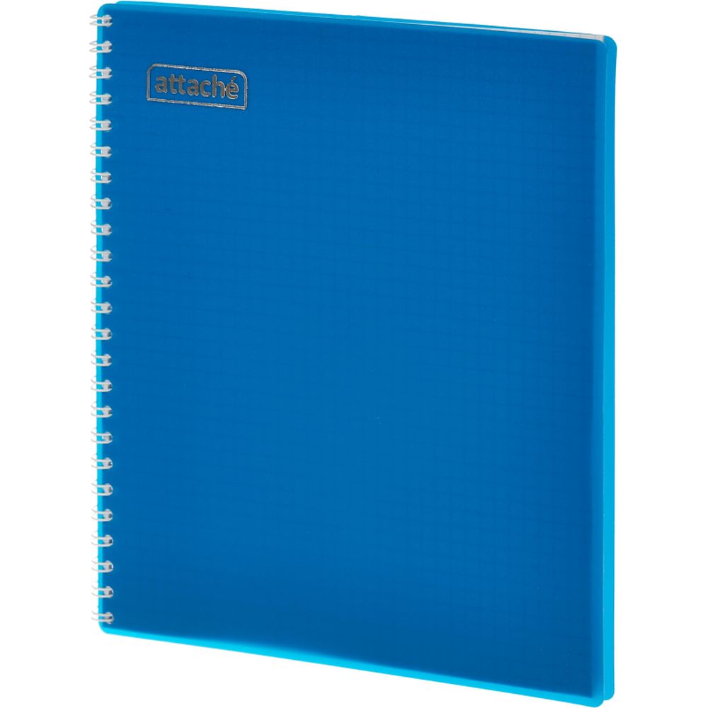 Тетрадь 80л, А5, клетка, спираль, Attache, обл. пластик, однотон. Ассорти