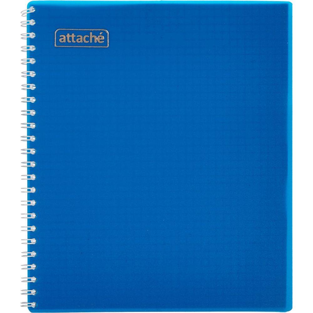 Тетрадь 80л, А5, клетка, спираль, Attache, обл. пластик, однотон. Ассорти