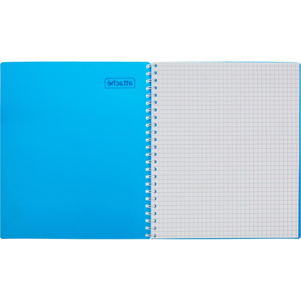 Тетрадь 80л, А5, клетка, спираль, Attache, обл. пластик, однотон. Ассорти