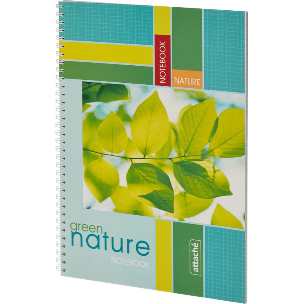 Тетрадь 96л, А4, клетка, спираль, Attache Nature