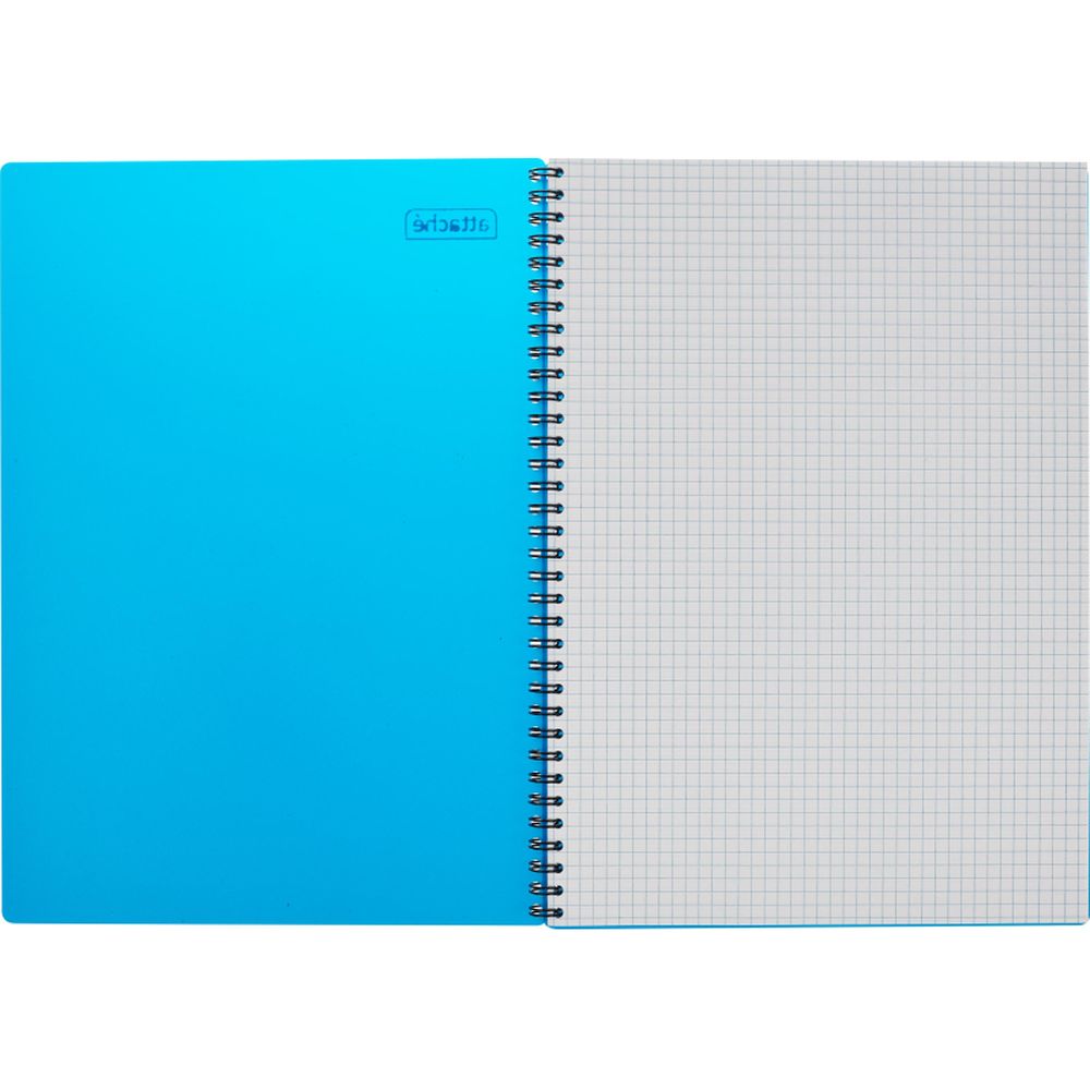 Тетрадь 96л, А4, клетка, спираль, Attache, обл. пластик, однотон. ассорти