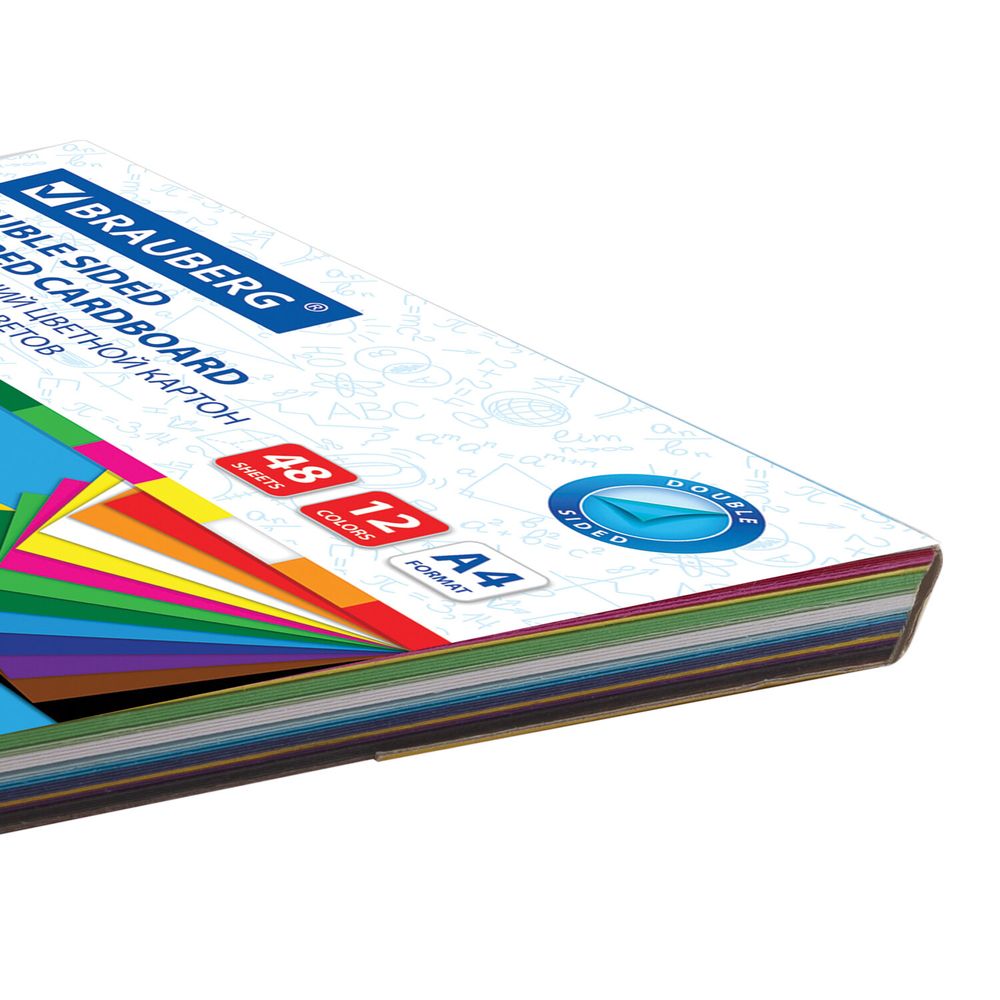 Картон цветной А4 ТОНИРОВАННЫЙ В МАССЕ, 48 листов 12 цветов, склейка