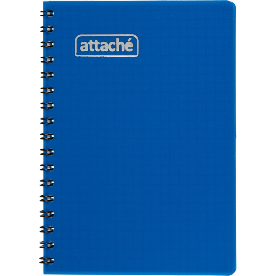 Блокнот А6 60 л, Attache Plastic, клетка, синий, на спирали (108x146 мм) 