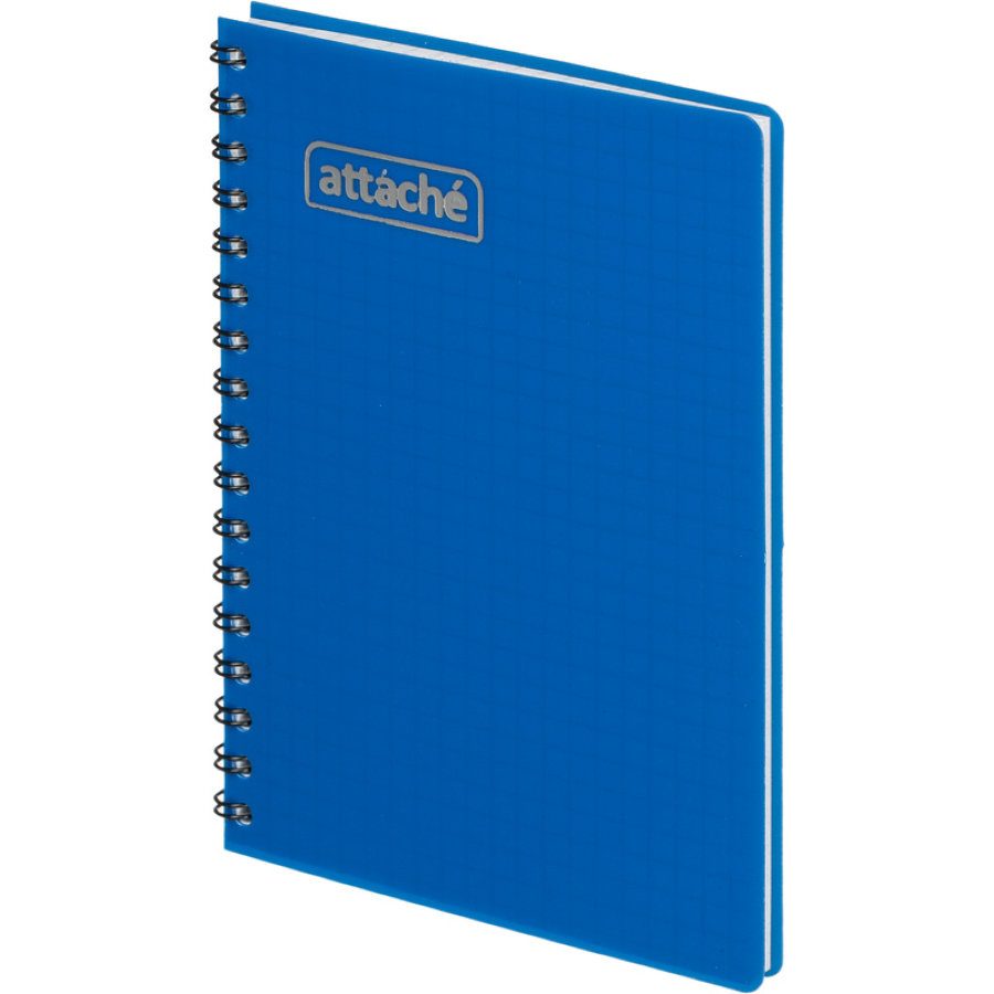 Блокнот А6 60 л, Attache Plastic, клетка, синий, на спирали (108x146 мм) 