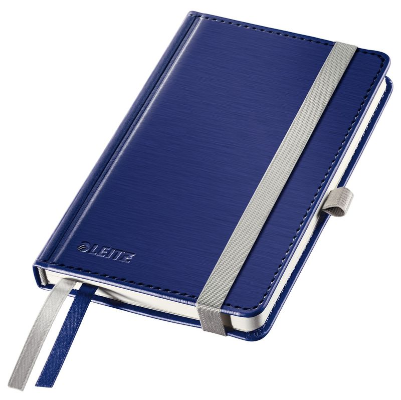 Записная книжка 80л, А6, клетка, на резинке, Leitz Style, твердая обложка, синий титан