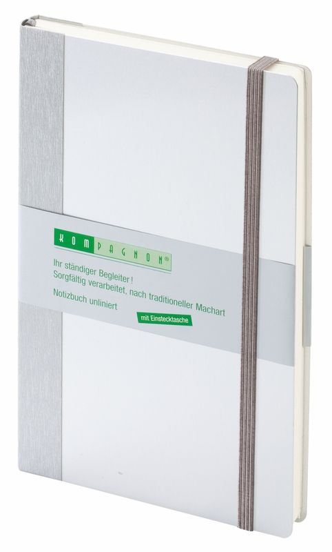 Книга для записей Brunnen Компаньон на резинке, А5, Алюминий, 96 л, крем. блок, нелинованный