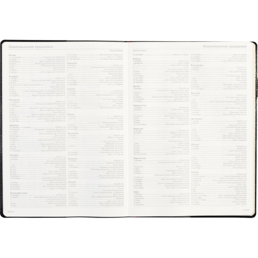 Еженедельник недатированный, черный, кожа, A4, , 64л, Br.V.PROFY