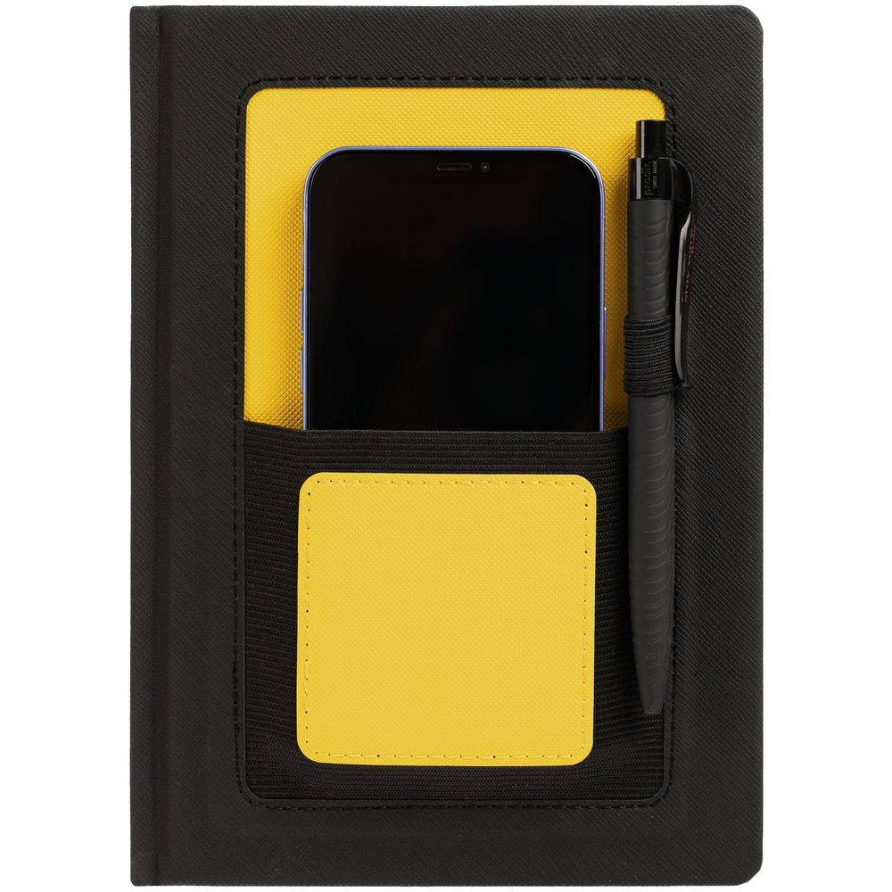 Ежедневник Mobile, недатированный, черный, желтый