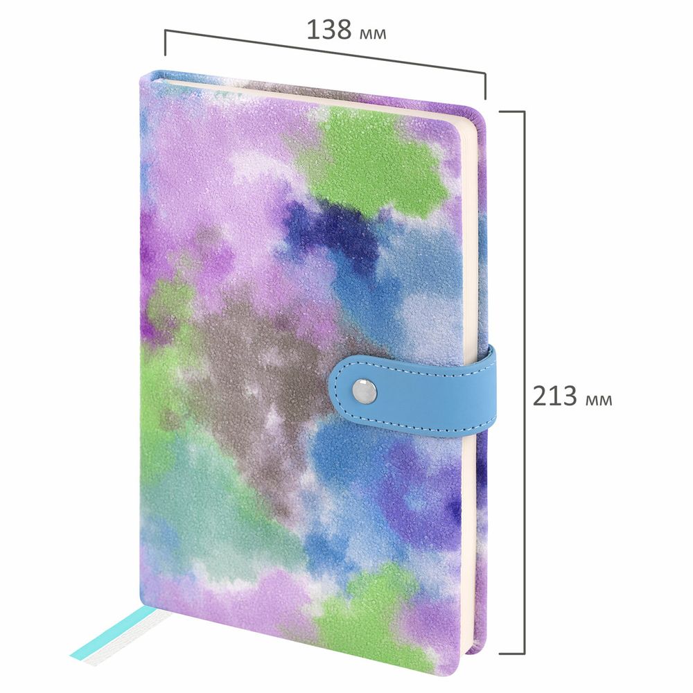 Ежедневник недатированный А5 138х213мм BRAUBERG Nebula, под кожу, застежка 160л, синий микс