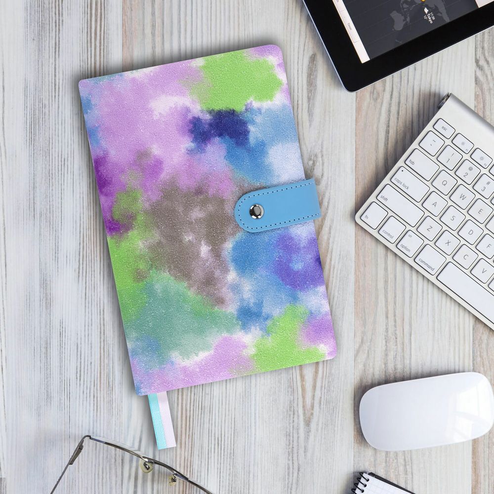 Ежедневник недатированный А5 138х213мм BRAUBERG Nebula, под кожу, застежка 160л, синий микс