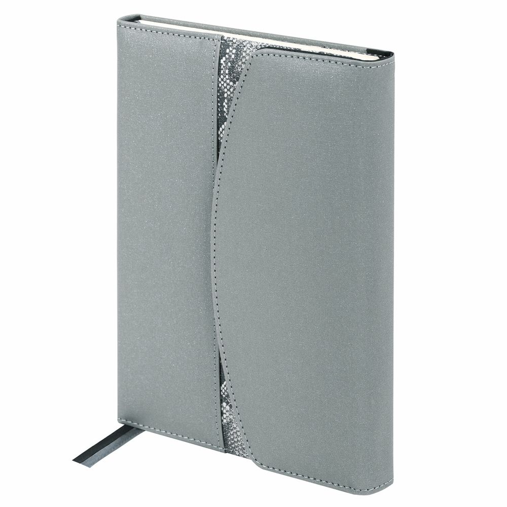 Ежедневник недатированный А5 155х213 мм BRAUBERG "Wild", под кожу, магнит, 160 л., SNAKE, серый