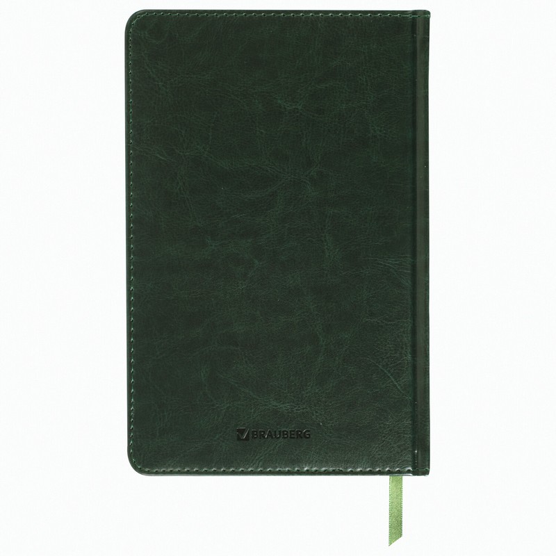Ежедневник недатированный А5 138х213 мм BRAUBERG "Imperial" под кожу, 160 л., зеленый