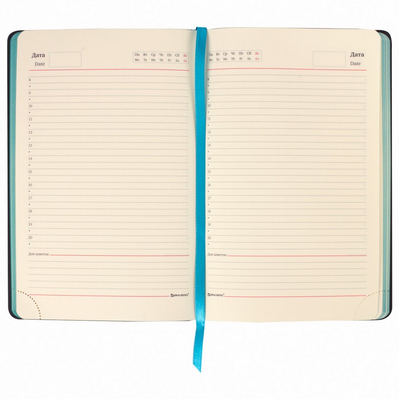 Ежедневник недатированный А5 (138х213 мм) BRAUBERG "Stylish", кожзам, гибкий, 160 л., бирюзовый